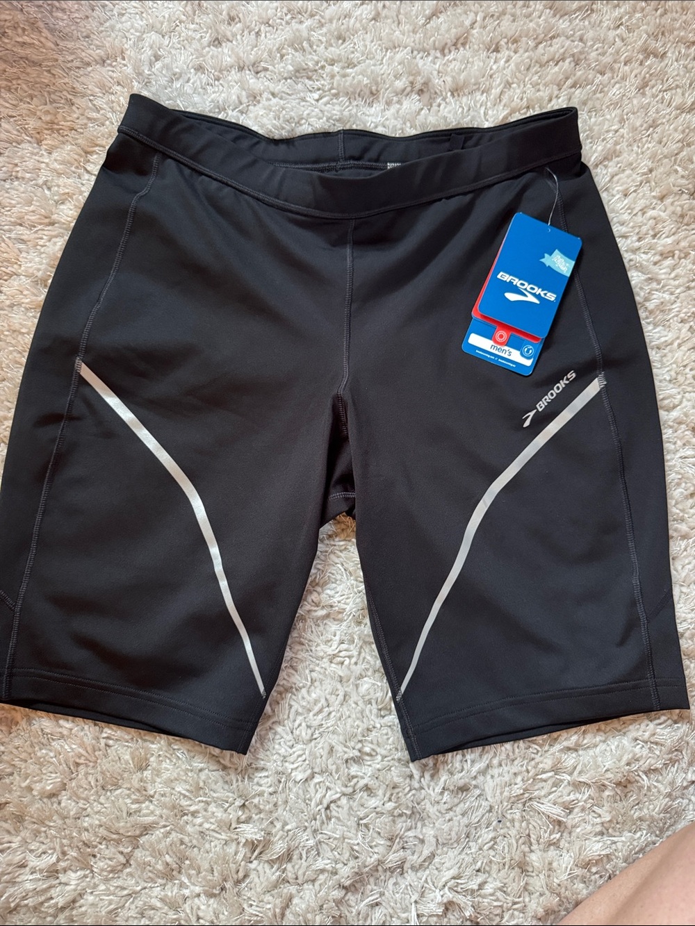 Brooks Black Men's Reflective Running Tights- Infiniti Short Tight III